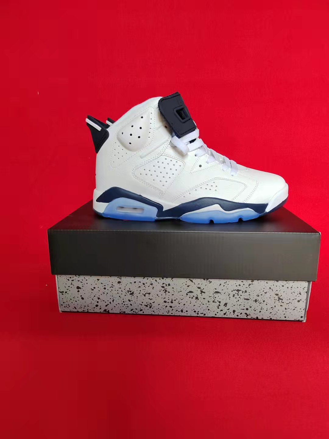 2021 Men Air Jordan 6 White Blue Black Shoes